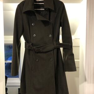 Esprit Wool Blend Women’s Dark Green Trench Coat